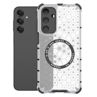 For Samsung Galaxy A16 5G  /  4G Magnetic Case Honeycomb Design TPU + PC Phone Cover - Transparent