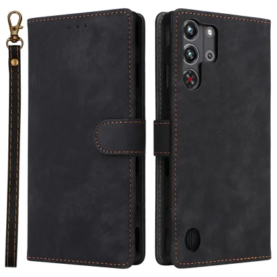 For ZTE nubia Red Magic 10 Pro 5G / 10 Pro+ 5G Wallet Case RFID Blocking PU Leather Cover Stand View - Black