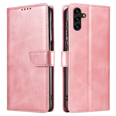For Samsung Galaxy A16 5G  /  4G Case Leather Stand Phone Shell with Magnetic Closure - Rose Gold