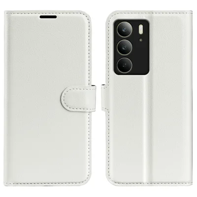 For Realme C75 4G Case Litchi Texture Shockproof Leather Wallet Phone Cover - White
