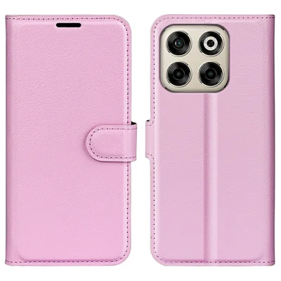 For ZTE Blade V70 Case Litchi Texture Shockproof Leather Wallet Phone Cover - Pink
