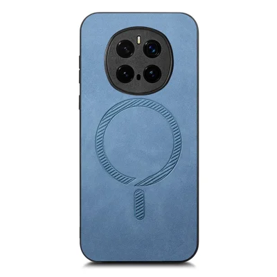 For Honor Magic7 Pro 5G Leather Back Magnetic Case Skin-touch Phone Cover - Blue