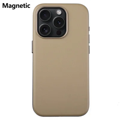 Bulk Purchasing For iPhone 15 Pro Max Case Compatible with MagSafe PU + PC Phone Back Cover - Desert Gold