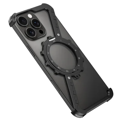 For iPhone 16 Pro Max Kickstand Case Compatible with MagSafe Z Shape Bumper Phone Cover - Black