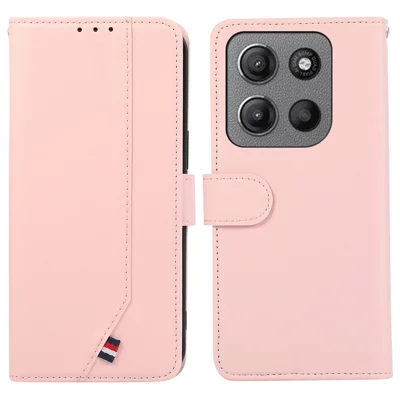 For Motorola Moto G17 Power 4G / G17 4G / G15 4G / G15 Power 4G Case RFID Blocking Flip Leather Phone Cover - Pink