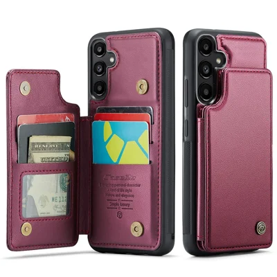 CASEME For Samsung Galaxy A36 5G Phone Case  C22 Leather Back Cover with RFID Blocking Card Slots - Red