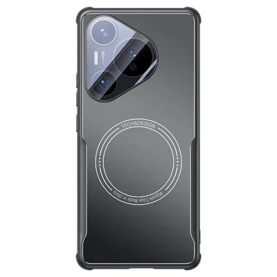 For Huawei Pura 70 Pro / 70 Pro+ Case TPU Frame Metal Back Panel Phone Cover Built In Glass Lens Film - Black