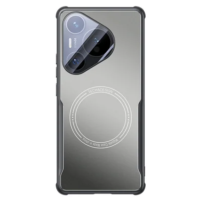 For Huawei Pura 70 Case TPU Frame Metal Back Panel Telefoonhoes met ingebouwde glaslensfolie - Titanium Grijs