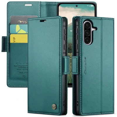 CASEME For Samsung Galaxy A56 5G Leather Case  023 RFID Blocking 3 Card Slot Mobile Cover - Green