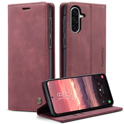CASEME For Samsung Galaxy A36 5G Case 013 Series Card Holder Stand Leather Phone Cover - Red
