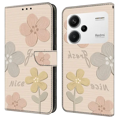 For Xiaomi Redmi Note 13 Pro+ 5G Case Pattern Printing Anti-Drop Leather Flip Wallet Phone Cover - Fresh Flowers