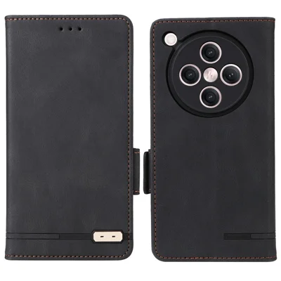 For Oppo Find X8 5G Case Leather Wallet Flip Phone Cover with Hardware Decor - Black