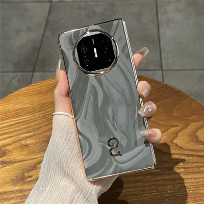 For Huawei Mate X5 Case PU Leather Hard PC Folding Phone Cover - Grey