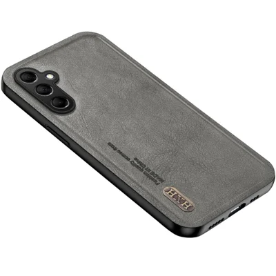For Samsung Galaxy S25 Case Retro Texture Matte TPU + PU Leather Back Cover Support Magnetic Car Holder - Grey