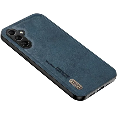 For Samsung Galaxy A16 5G  /  4G Case Retro Texture Matte TPU + PU Leather Back Cover Support Magnetic Car Holder - Blue