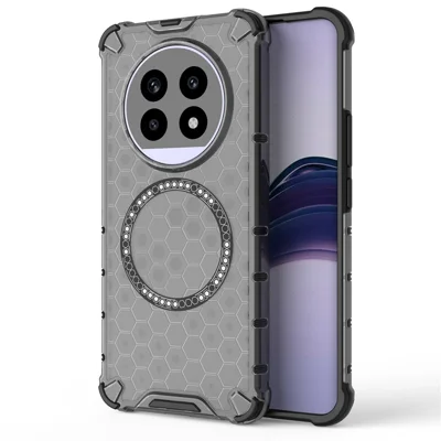 For Realme 13 Pro 5G (Global) Magnetic Case Honeycomb Design TPU + PC Phone Cover - Grey