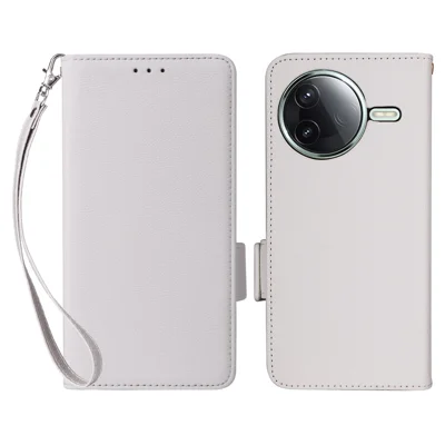 For Xiaomi Redmi K80 5G / K80 Pro 5G / Poco F7 Pro 5G / Poco F7 Ultra 5G Case with Strap Litchi Texture PU Leather Wallet Phone Cover - White