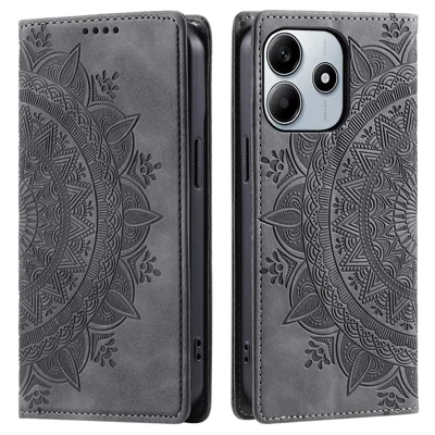 Style-010 For Xiaomi Redmi Note 14 5G Case Magnetic Closing Leather Phone Cover Pattern Imprinted - Grey