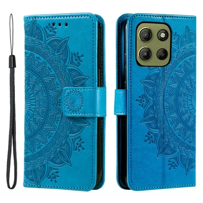 For Motorola Moto G15 4G-hoesje met afdruk van totem, PU-lederen portemonnee- en standaardhoes - Blauw