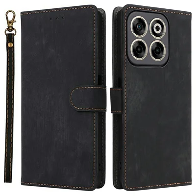 For ZTE Blade V70 / nubia V70 Wallet Case RFID Blocking PU Leather Cover Stand View - Black