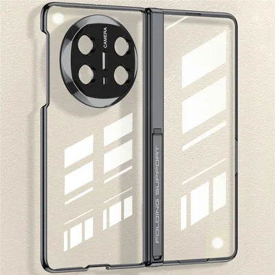 GKK For Huawei Mate X6 Case Ultra Clear Magnetic Hinge PC + Tempered Glass Phone Cover - Black