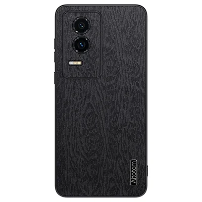 For Honor GT Case Wood Texture PU Leather Coated PC TPU Phone Cover - Black