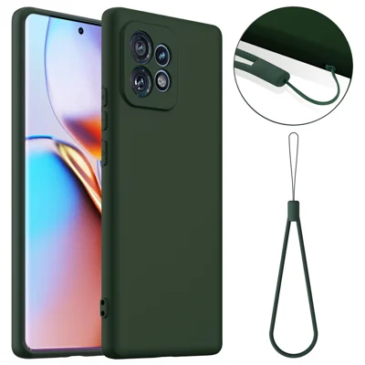 Etui z ciekłego silikonu do Motorola Edge 40 Pro 5G / Edge+ (2023) / Moto X40 5G, kompatybilne z MagSafe, pokrowiec telefoniczny z rzemieniem - ciemnozielony