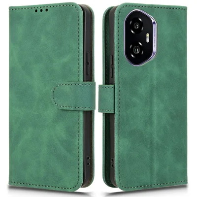For Honor 300 Leather Case Skin Feel Anti Drop Wallet Flip Phone Cover - Green