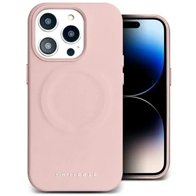 SIMPLY ROAR For iPhone 15 Pro Max Case Compatible with MagSafe PU Leather + PC Back Cover - Pink