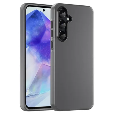 Voor Samsung Galaxy A55 5G hoesje TPU + PC telefoon achtercover mat transparant ontwerp - Zwart