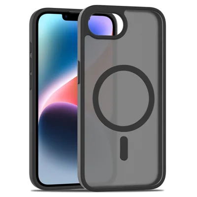 Hoesje voor iPhone 16e, compatibel met MagSafe, TPU-frame, acryl achterkant, telefoonhoesje met huidgevoel - Zwart