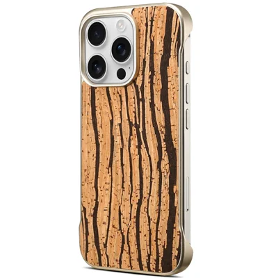 A18 For iPhone 16 Pro Invisible Magnetic Case Compatible with MagSafe PC Baked Paint Phone Back Cover - Wood Grain Yellow
