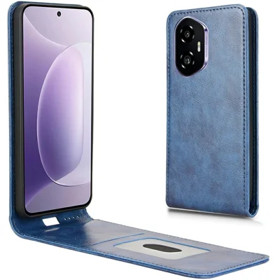 For Honor 300 Case with Card Slot Magnetic Vertical Flip Leather Phone Cover - Dark Blue