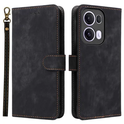 For Oppo Reno13 Pro 5G Wallet Case RFID Blocking PU Leather Cover Stand View - Black