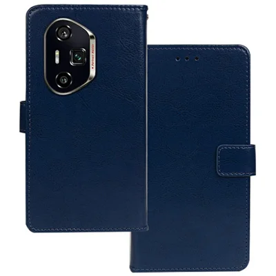IDEWEI For Honor 300 Ultra Case Card Slots Holder Leather Phone Cover Crazy Horse Texture - Blue