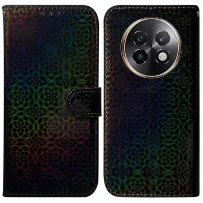 For Realme 13+ 5G / 13 Pro 5G (China) Stand Case Dazzling Flower Leather Phone Cover - Black