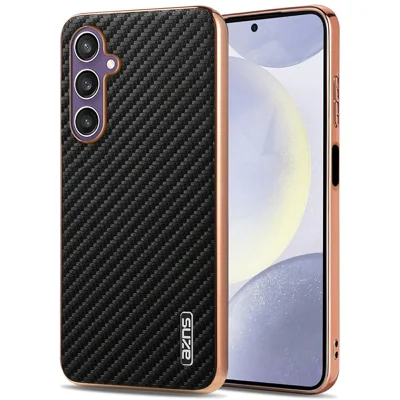 AZNS For Samsung Galaxy A16 5G / 4G Case Electroplating Carbon Fiber Texture PU + TPU Phone Cover - Black