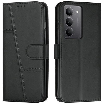 For Realme V60 Pro 5G / C75 4G Case Stand Flip Protective Leather Phone Cover - Black