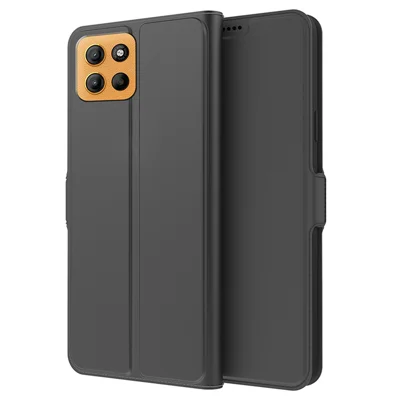 Voor Motorola Moto G15 4G Hoesje Stootvrij TPU Binnenbehuizing Leren Telefoonhoesje met Kaartvak - Zwart