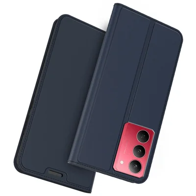 For Realme 14x 5G / V60 Pro 5G Case PU Leather Phone Cover with Card Holder Stand Magnetic Closure - Blue