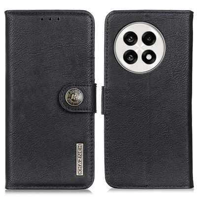 KHAZNEH For OnePlus 13R 5G / Ace 5 5G Wallet Case Cowhide Texture Leather Flip Phone Cover - Black