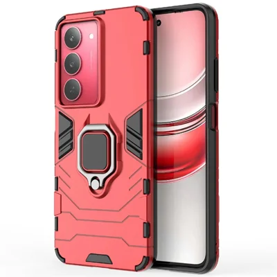 For Realme V60 Pro 5G Case PC + TPU Protective Phone Cover with Ring Kickstand - Red