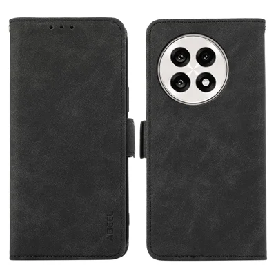 ABEEL Phone Cover for OnePlus 13R 5G  /  Ace 5 5G  /  5 Pro 5G Case PU Leather Folio Stand View RFID Blocking - Black