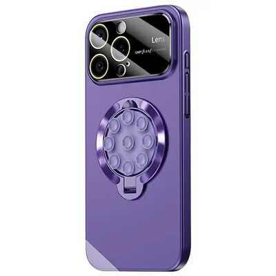 For iPhone 14 Pro Max Case Compatible with MagSafe Suction Cup Kickstand PC Phone Cover - Dark Purple