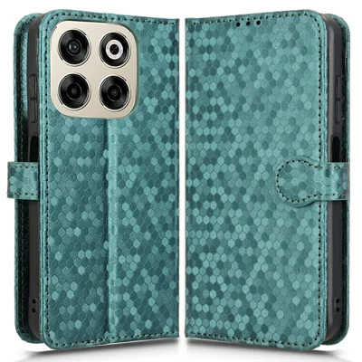 For ZTE Blade V70 Wallet Case Dot Pattern Imprint PU Leather Phone Cover - Green
