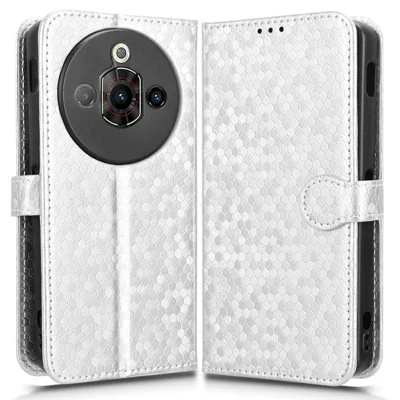 For ZTE nubia Focus Pro Wallet Case Dot Pattern Imprint PU Leather Phone Cover - Silver