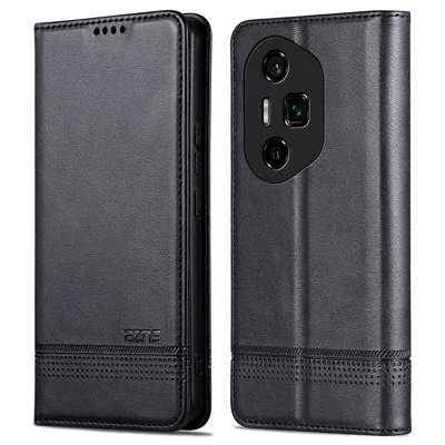 AZNS For Honor 300 Ultra Case Cowhide Texture PU Leather Wallet Phone Cover - Black