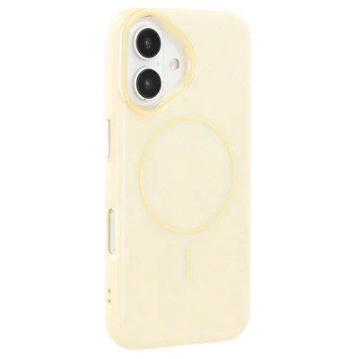 For iPhone 16 Case Compatible with MagSafe Glitter Design IMD TPU + PC Phone Back Cover - Yellow