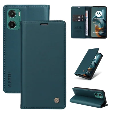 YIKATU For Motorola Moto G05 4G Phone Cases Magnetic Closure PU Leather Mobile Cover - Green