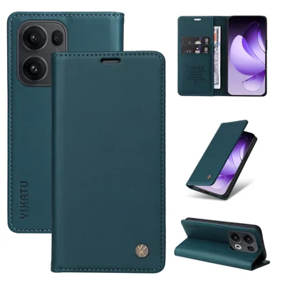 YIKATU For Oppo Reno13 Pro 5G Phone Cases  Magnetic Closure PU Leather Mobile Cover - Green
